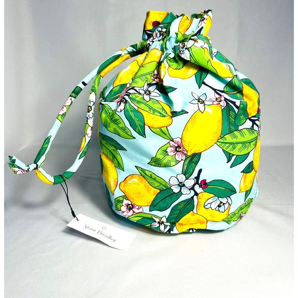 Vera Bradley Handbags - NWT Vera Bradley Ditty Lemon Grove Plastic Lined Drawstring Bag